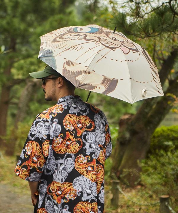 倭物やカヤ公式店 [【遮光率90%以上】獣面相日傘（晴雨兼用）] 和柄 和モダン 和服 レトロ モダン 和服 和 洋服 昭和レトロ 和小物 傘 7STP5102