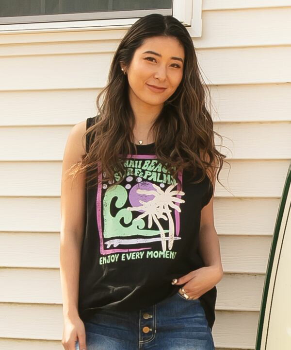 【10%OFFクーポン 11.20 20:00～11.27 1:59】Kahiko公式店 [【接触冷感】ムーアタンク【SURF&Palms】] カヒコ ハワイアン ハワイアン雑貨 ファッション レディーストップス 46R-5207