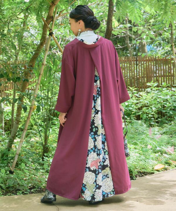 倭物やカヤ公式店 [花盛り八掛新ワンピース] 和柄 和モダン 和服 レトロ モダン 和服 和 洋服 昭和レトロ ファッション ワンピース 7CQ-5302