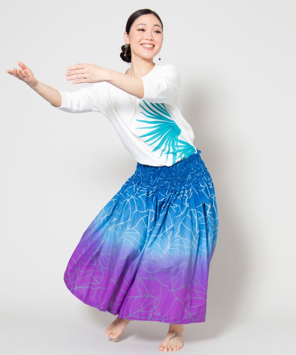 Maunaloa公式店 [パームリーフTシャツ(7分袖)] マウナロア フラ フラダンス衣装 レッスン用品 Maunaloa その他フラ用ウェア YCA-5306 2