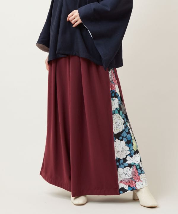倭物やカヤ公式店 [花盛り八掛新パンツ] 和柄 和モダン 和服 レトロ モダン 和服 和 洋服 昭和レトロ ファッション レディースボトムス 7CQ-5303