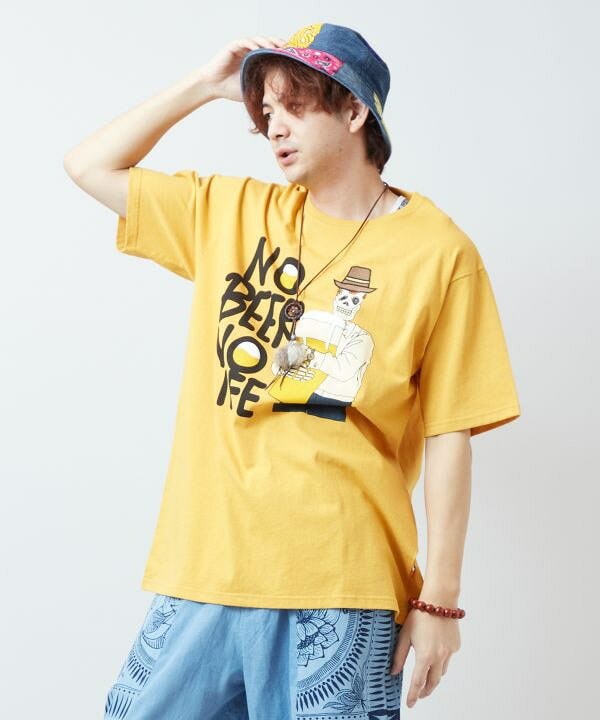 チャイハネ公式店 [ノビノラメンズTシャツ【Amina×grn×横浜ビール】] アジアン ボヘミアン エスニック ファッション トップス/メンズ エスニックファッション JSU-6104