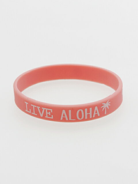 サイズ: 全長18cm　 素材: 樹脂 商品仕様: 「LOVE LIFE」 「LIVE ALOHA」「HAPPY SMILE」の文字が入ったブレスレット。ビーチでも使えるラバー素材。じゃらっと重ねて着けるのもオススメ。 ※こちらの商品を1個お買い上げにつき、100円を日本赤十字社を通して被災地へ寄付します。 "ALOHA"といえば挨拶ですが、そこには深い意味が込められており、「思いやり」「尊敬」「愛」をもって 人に接する事を意味します。 皆さんのアロハマインドが被災地へ届き、少しでも力になればと思います。 注意事項: こちらの商品は、職人による手作りとなります。その為、形や色に多少の誤差が生じる場合があります。ご了承ください。 オンラインショップで販売をしております在庫につきましては、実店舗と在庫を共有している為ご注文を頂いても商品をご用意出来ない場合がございます。又、販売致します商品が、展示品のみとなってしまいました場合、メールでのご相談をさせて頂く場合がございます。ご了承ください