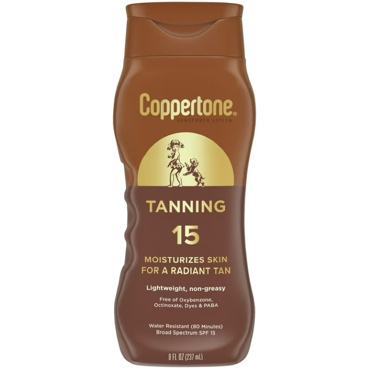 Coppertone タニング サンスクリーンローション SPF15 8fl oz（約237ml）軽やかでベタつきにくい処方。ビタミンE配合で肌にうるおいを与えます。ビーチやプールサイドにも最適。着色料・PABA・オキシベンゾン不使用。表示に従いご使用・塗り直ししてください。