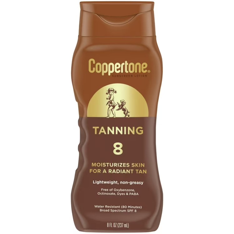 Coppertone タニング サンスクリーンローション SPF8 8fl oz（約237ml）軽やかでベタつきにくい処方。ビタミンE配合で肌にうるおいを与えます。耐水性80分でビーチやプールに最適。着色料・PABA・オキシベンゾン不使用。表示に従いご使用ください。