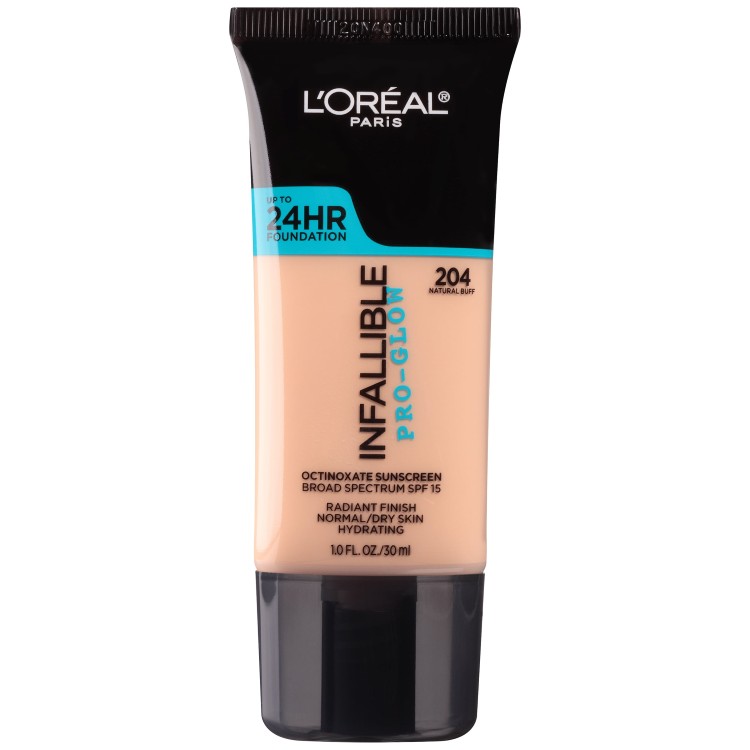 ロレアル パリ インファリブル プログロウ リキッドファンデーション SPF15 204 ナチュラルバフ 約30mL L'Oreal Paris Infallible Pro-Glow Liquid Foundation Makeup, SPF 15, 204 Natural Buff 【お取り寄せ商品】