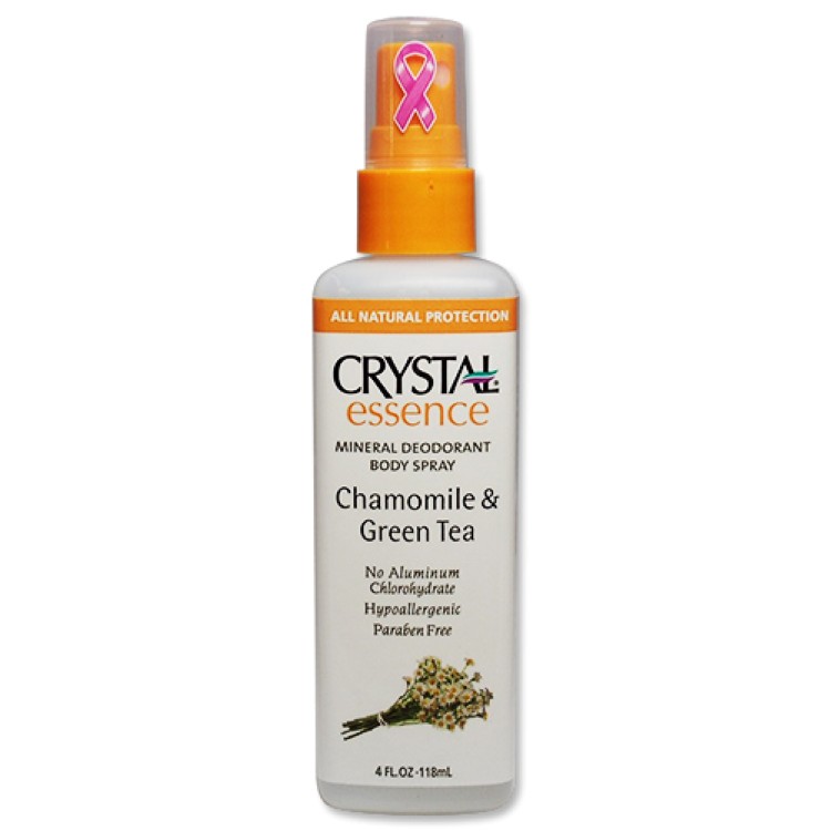 クリスタルエッセンスミネラルデオドラント ボディスプレー 118mlカモミール＆グリーンティー CRYSTAL ESSENCE - CHAMOMILLE & GREEN TEA BODY SPRAY