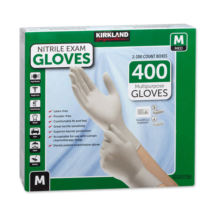Rakuten - カークランド シグネチャー ニトリル 検査用手袋 Mサイズ 400枚入 Kirkland Signature Nitrile Exam Gloves 400-count Midium【アメリカコストコ品】