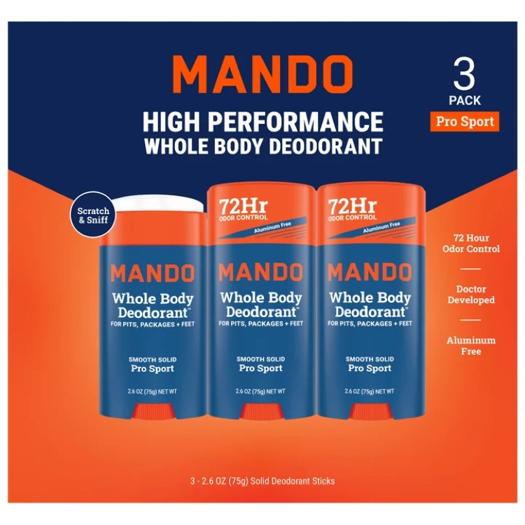 Rakuten - マンド ホールボディ プロスポーツ ソリッドスティック デオドラント 約74g 3本セット Mando Whole Body Pro Sport Solid Stick Deodorant 2.6 oz, 3-pack 【お取り寄せ商品】