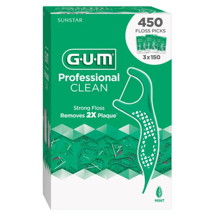 乐天商城 - ガム プロフェッショナルクリーン フロスピック 150本入り 3個セット GUM Professional Clean Floss Picks, 150-count, 3-pack 【お取り寄せ商品】