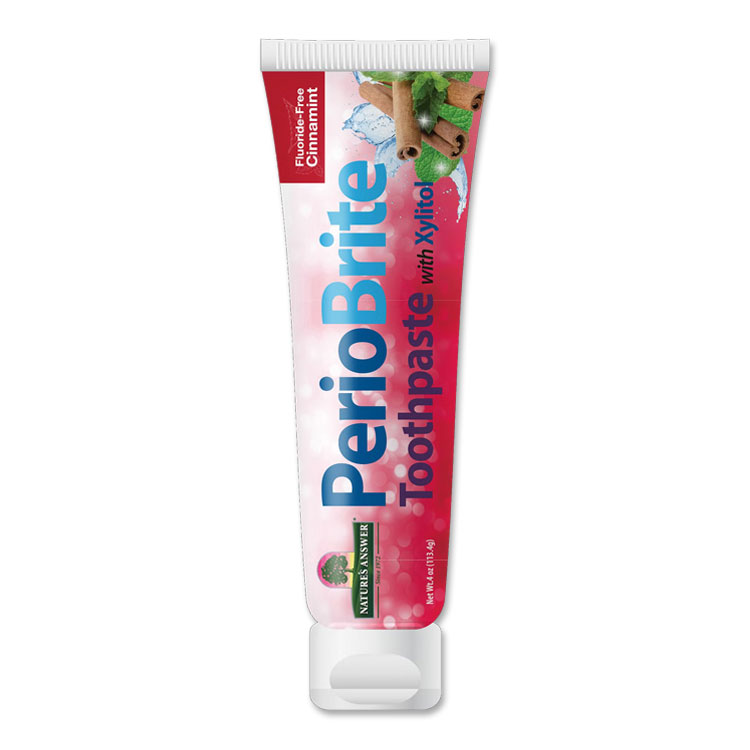 ネイチャーズアンサー ペリオブライト キシリトール入り歯磨き粉 シナミント 113.4g (4oz) Nature's Answer PerioBrite Toothpaste Cinnamint CoQ10