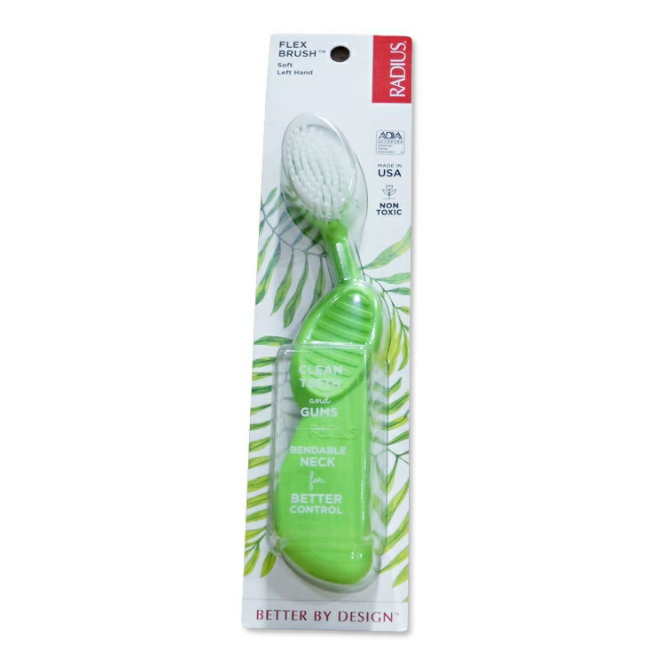 樂天商城 - ラディウス フレックスブラシ 歯ブラシ ライム RADIUS Flex Brush Left Lime 左利き 歯みがき ハブラシ 植物由来 環境に優しい 再生ゴム フレックスネック