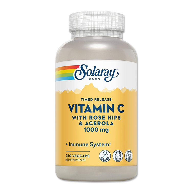 ソラレー ビタミンC ローズヒップ&アセロラ サプリメント 1000mg 250粒 Solaray Vitamin C with Rose Hips & Acerola 2段階タイムリリース型