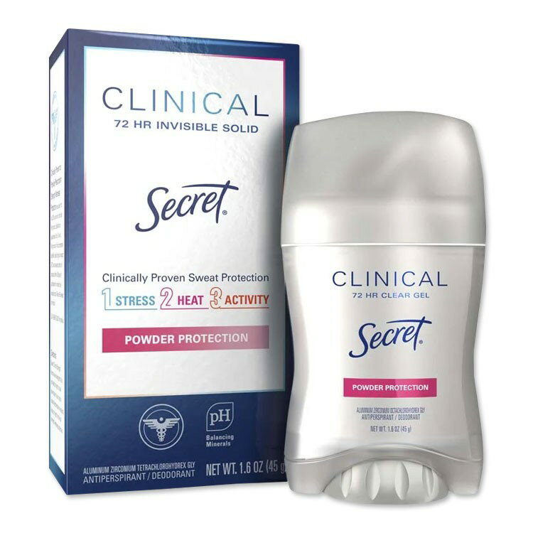 シークレット クリニカル ストレングス インビジブルソリッド デオドラント パウダープロテクションの香り 45g (1.6oz) Secret Clinical Strength Invisible Solid Deodorant 爽やか 汗 固形タイプ スティック