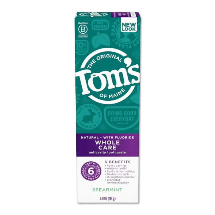 Rakuten - トムズオブメイン フッ素入り歯磨き粉 ホールケア スペアミント 113g (4oz) TOM'S OF MAINE Spearmint Fluoride Whole Care Toothpaste 爽やか オーラルケア 【お取り寄せ商品】