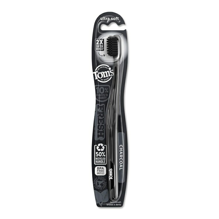 トムズオブメイン 炭配合 歯ブラシ ウルトラソフト 1本 Tom's of Maine GENTLE CHARCOAL TOOTHBRUSH Ultra Soft 歯みがき 柔らかブラシ BPAフリー【お取り寄せ商品】【合わせて買いたい】