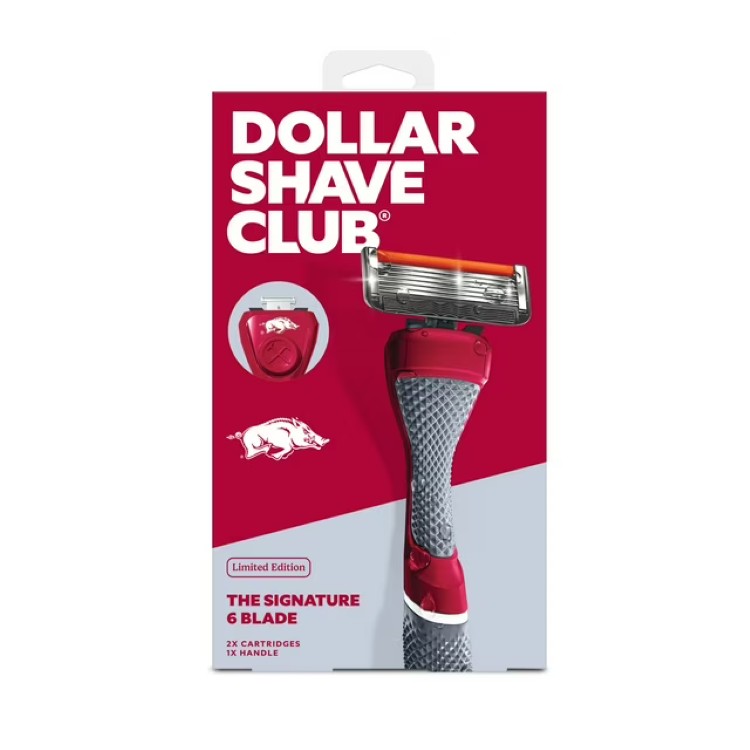 ダラーシェーブクラブ アーカンソー レイザーバックス メンズカミソリ 6枚刃 スターターセット 本体1本 替刃2個 Dollar Shave Club Arkansas Razorbacks 6-Blade Starter Set 1 Handle 