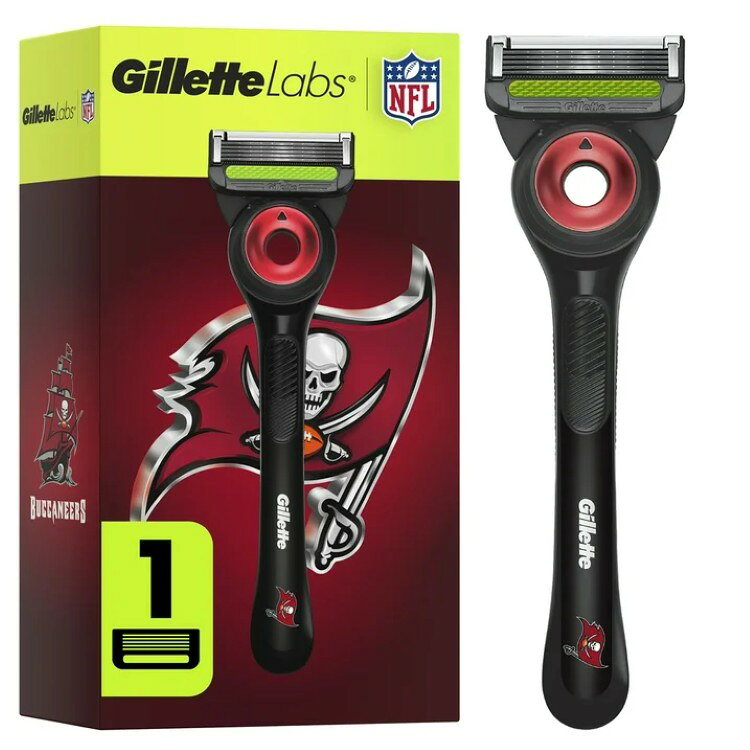 [限定版]ジレットラボ メンズカミソリ タンパベイバッカニアーズ公式デザイン 本体 替刃1個付 Gillette Labs Official Buccaneers Licensed Razor for Men, 1 Handle, 1 Blade Refill 【お取り寄せ商品】