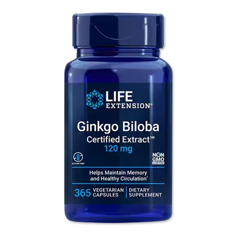 ライフエクステンション イチョウ葉 認定エキス 120mg 365粒 ベジタリアンカプセル Life Extension Ginkgo Biloba Certified Extract【お取り寄せ商品】【合わせて買いたい】 cbbnow-10000168 ベストサプリUSA パッケージ画像