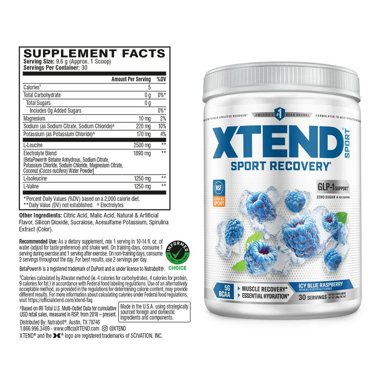 エクステンド スポーツ BCAA ブルーラズベリーアイス味 288g 約30回分 Scivation X...