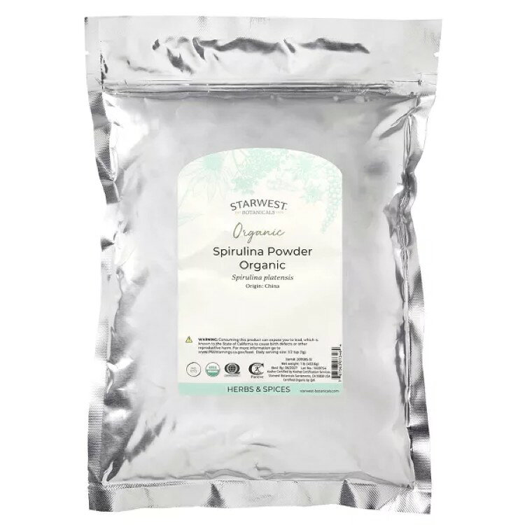 スターウエストボタニカルズ オーガニック スピルリナパウダー 453g STARWEST BOTANICALS Organic Spirulina Powder 1 LB 【お取り寄せ商品】