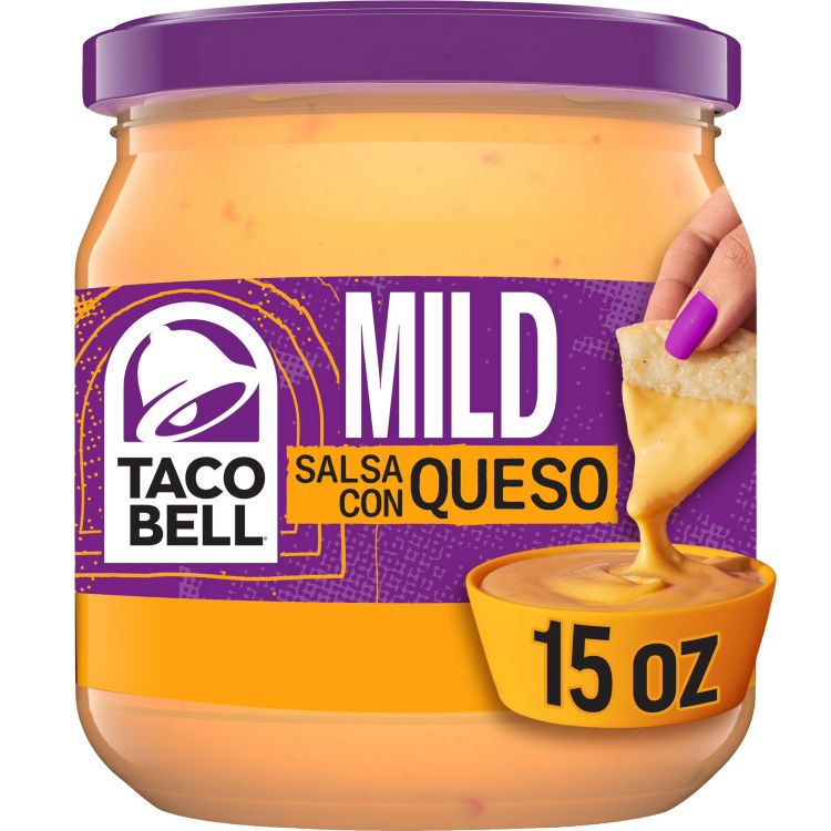 タコベル マイルド サルサ コン ケソ チーズディップは、トマトの風味とチーズのコクを合わせたディップです。 1瓶約425g入りで、常温保存が可能な商品です。 チェダーチーズを使用した、なめらかな口当たりが特長です。 トルティーヤチップスのディップとしてはもちろん、さまざまな料理のソースとしても活用できます。 開封後は冷蔵保存してください。 1瓶あたり約13食分の使いやすい容量です。