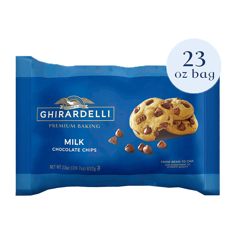 ギラデリ ミルクチョコレート プレミアムベーキングチップ ベーキング用チョコレートチップ 約652g GHIRARDELLI Milk Chocolate Premium Baking Chips, Chocolate Chips for Baking, 23 oz Bag 【お取り寄せ商品】