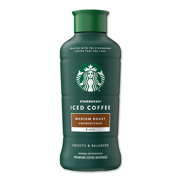 スターバックスのボトル入りコーヒードリンクで、お気に入りの冷たいコーヒードリンクを外出先でもお楽しみいただけます。すべて本物のスターバックスコーヒーで作られており、お気に入りのカフェドリンクの味を自宅でも外出先でもお楽しみいただけます。午後遅くの気分転換にぴったりのこのおいしい冷たいコーヒーは、ボトルからそのままでも、氷を入れてもおいしくお召し上がりいただけます。スターバックスの無糖ミディアムローストアイスコーヒー1本（48オンス）が含まれます100%アラビカ豆を使用滑らかでバランスのとれた風味お好みに合わせて醸造：お好みのクリーマー、フレーバー、トッピングを追加お気に入りのスターバックスカフェの味を自宅で快適にお楽しみください冷蔵/チルド常温保存可能パッケージは異なる場合があります