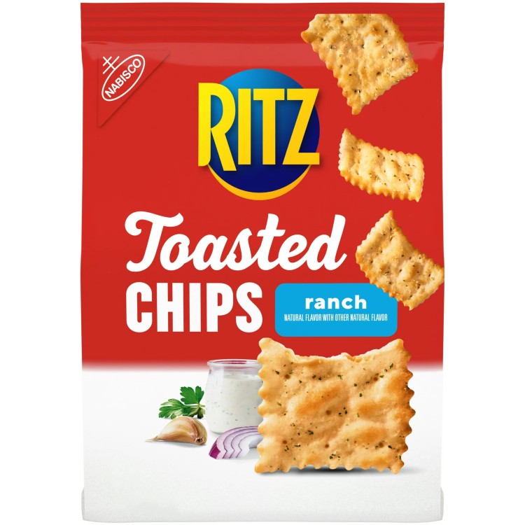 RITZ Ranch トーストチップス 8.1 オンス 1 袋 (パッケージは異なる場合があります) 揚げずにトーストしたランチチップス。香ばしい玉ねぎとニンニクの風味と、ガーデンハーブの香りが加わり、ディップやスナックとして最適です。 クラシックなRITZクラッカーにサクサクとしたひねりを加えた、伝統的なクラッカーやランチポテトチップスの代わりに最適です。 このトーストしたカリカリのチップスは、一食30gあたり、主要なフライドポテトチップスよりも40%脂肪分が少ない。 自宅、職場、学校、または次のバーベキュー、ピクニック、休日のシャルキュトリーボードやテールゲートパーティーで提供するカリカリのスナックです。
