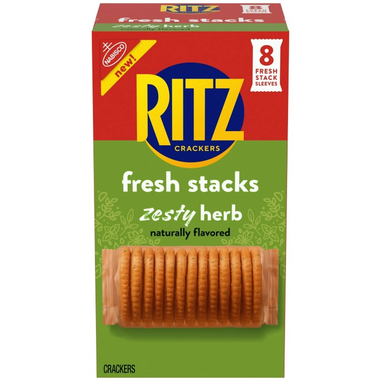 リッツ フレッシュスタックス ゼスティハーブクラッカー トラベルスナック 約334g 8パック RITZ Fresh Stacks Zesty Herb Crackers, Travel Snacks, 11.8 oz (8 Multi Snack Packs) 【お取り寄せ商品】