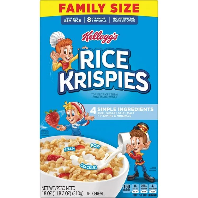 ケロッグ ライスクリスピー 朝食シリアル ファミリーサイズ 510g Kellogg's Rice Krispies Breakfast Cereal, 8 Vitamins and Minerals, Family Size, 18 oz 【お取り寄せ商品】