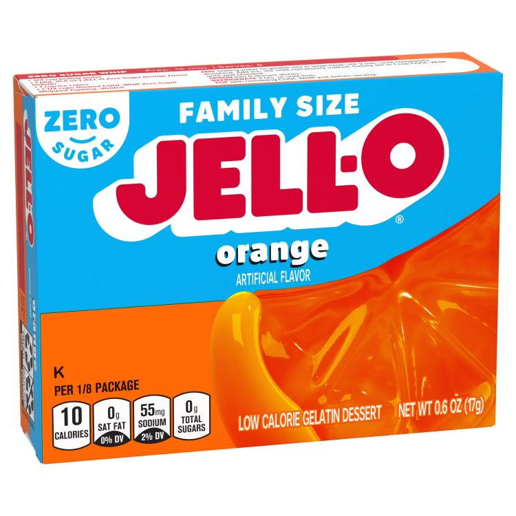 ジェロ ゼロシュガー オレンジ ゼラチンデザートは、オレンジ風味が楽しめるゼラチンデザートの素です。 砂糖不使用で低カロリーに仕上げており、1食あたり10kcalの仕様です。 やさしい甘さとさっぱりとした味わいで、そのままでもデザートアレンジにも活用できます。 熱湯と水で簡単に作ることができ、冷やすだけで手軽にデザートが完成します。 個包装パウチ入りで、約120ml×8食分作れる便利なファミリーサイズです。