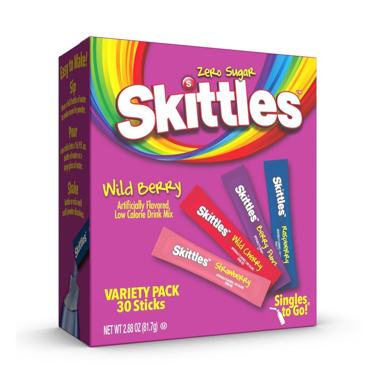スキットルズ ゼロシュガー ワイルドベリー シングルズトゥゴーパック パウダードリンクミックス 30本入り Skittles Zero Sugar Wild Berry Singles-to-Go Packs, Powdered Drink Mix, 2.88 oz, 30 Count 【お取り寄せ商品】
