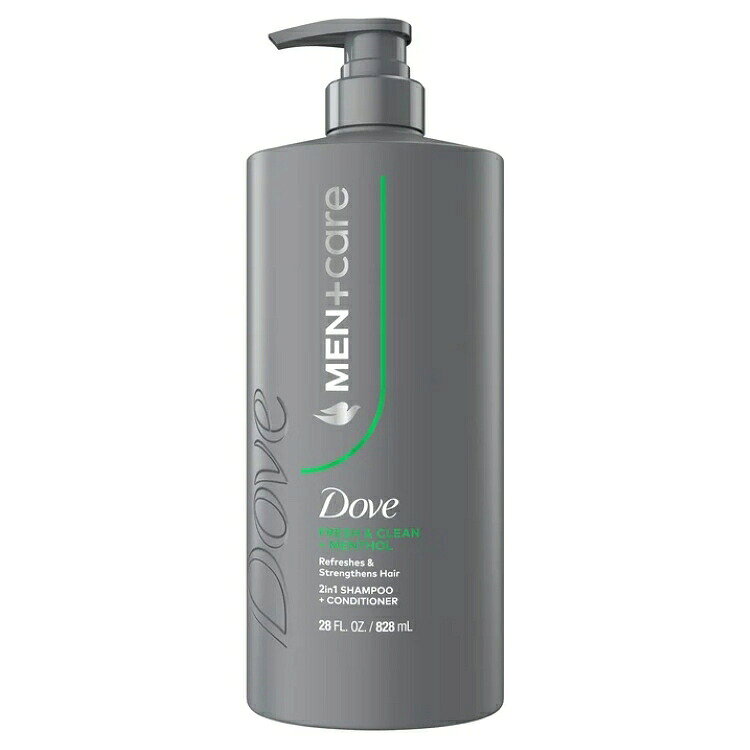 ダヴ メン＋ケア 2 in 1 シャンプー リフレッシュ＆ストレングス フレッシュ＋クリーン メントール配合 828mL Dove Men+Care Shampoo for Hair Refreshing&Strengthening, Fresh+Clean with Menthol, 28 fl oz 【お取り寄せ商品】