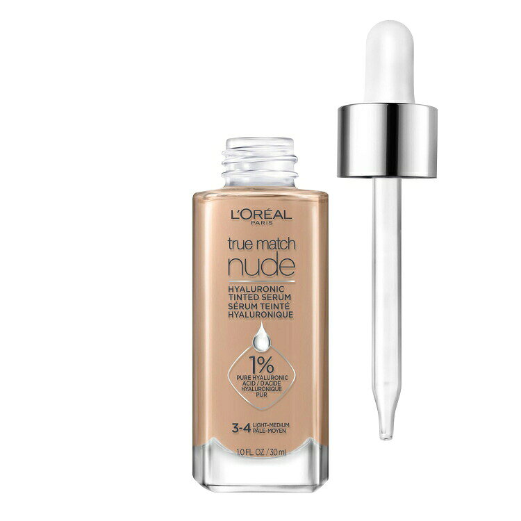 ロレアル パリ トゥルーマッチ ヒアルロン酸 ティンテッドセラム ファンデーション 3-4 ライトミディアム 約30mL L'Oreal Paris True Match Hyaluronic Tinted Serum Foundation Makeup, 3-4 Light-Medium 【お取り寄せ商品】