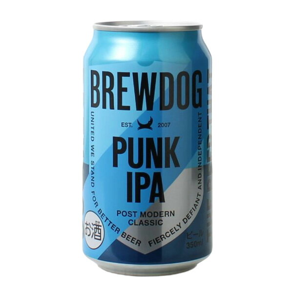 賞味期限2026年5月30日！ パンクIPA（PUNK IPA）はBREWDOG誕生のきっかけとなった 英国生まれのクラフトビールブランド。 創業者ジェームス・ワットが世界一のIPA（インディア・ペールエール）を目指し、 採算を度外視して創り出した至高のIPA。 ライチ・グレープフルーツ・パイナップルのようなトロピカルなアロマと、 シャープな苦みの後味をお楽しみください。 ※パンクIPA　缶(330ml)は、アサヒビール（株）に日本国内での製造を委託し、 パンクIPA　缶(350ml)としてリニューアルしました。 ブランド紹介 【ブリュードッグ】 2007年、スコットランドにて「青年2人＋犬1匹」でスタートしたブルワリーで、 現在、世界で最もサステナブルな企業になることをミッションに掲げています。 電力を再生可能エネルギーの風力発電へ切り替え、 水の使用量を3分の1削減、使用済み穀物のバイオガス化のほか、 植林による森の再生化等に取り組んでいます。 この企業努力によりスコットランド・エロンの醸造所は、 ビール業界として世界初となるカーボンネガティブを 達成した醸造所となっています。