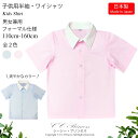送料無料 日本製 春夏『子供用・半袖クレリックシャツ(110cm-160cm)≪ST-012≫』男の子 ストライプ ホワイト 白衿 ブルー ピンク スクール シ...