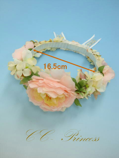 『お花のヘッド・ドレス（HD-014）』 ヘアアクセサリー、 ヘッドドレス、 カチューシャ、 キッズアクセサリー、 髪飾り、 発表会、 結婚式、 リングガール 【CC-Princess】