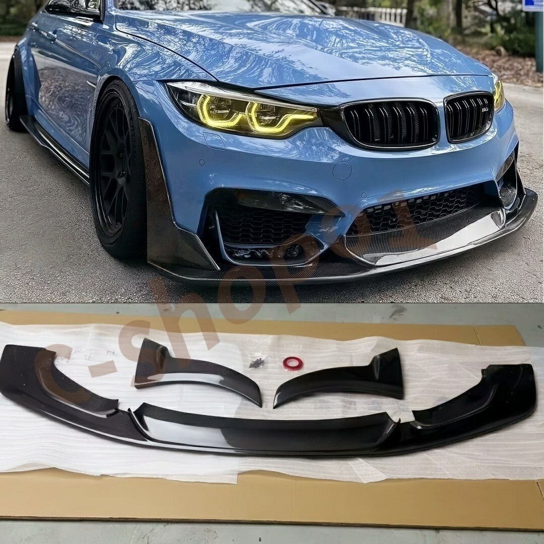 BMW F80 M3 F82 M4 フロントリップスポイラー 3 点セット カーボン製 フロントバンパーリップ