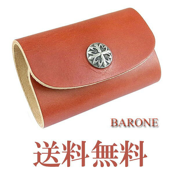 6連キーケース　バイカーズ ヌメ革　本革　牛革 メンズ プレゼント に 最適BARONE(バローネ) キーケース 赤 [bn4040rd]のサムネイル