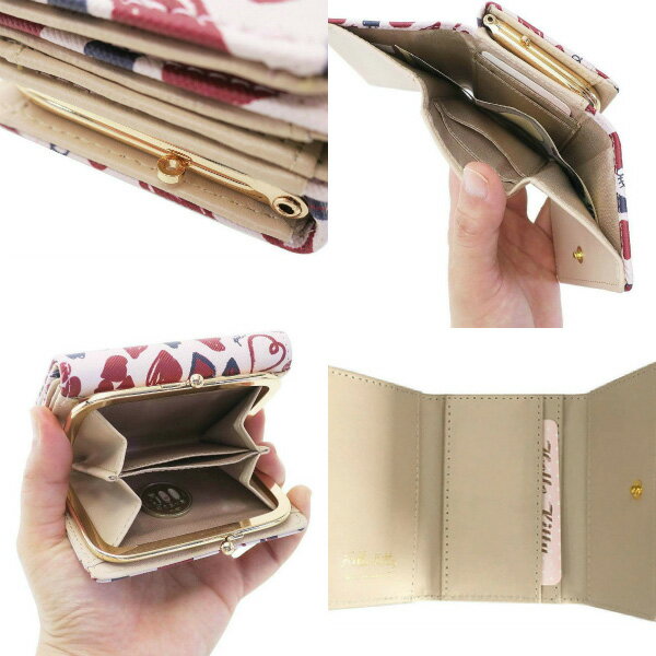 レディース 三つ折り財布 ハローキティ コンパクト がま口 小銭入れ ポロ クラブ 女性用 ピンク 黒 白 キャラクター HELLO KITTY キティちゃん 女の子 プレゼント ギフト 誕生日 クリスマス 入学祝い [定形外郵便発送 送料無料]