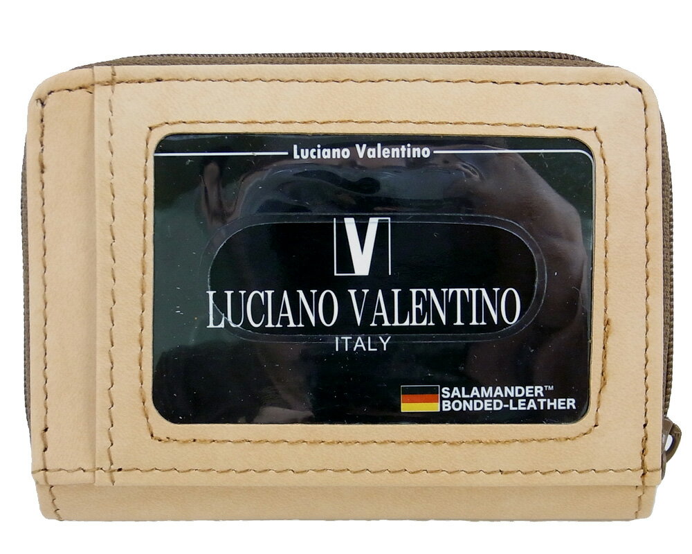 【箱無し】 メンズ 定番 小銭入れ＆定期入れサラマンダーボンデッドレザーLUCIANO VALENTINO(L-バレンチノ) 小銭入れ ベージュ [luv7008be]