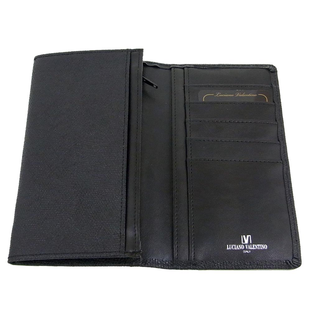 【箱無し】 メンズ 定番 本革 牛革 ロングウォレットLUCIANO VALENTINO　ルチアーノ バレンチノ　 長財布 黒 [luv9001bk]