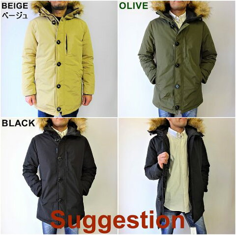 SALE!サジェッション フーデット 中綿ジャケット 撥水加工/Suggestion PARKA JKT/680132/M・L・XL/ベージュ・オリーブ・ブラック