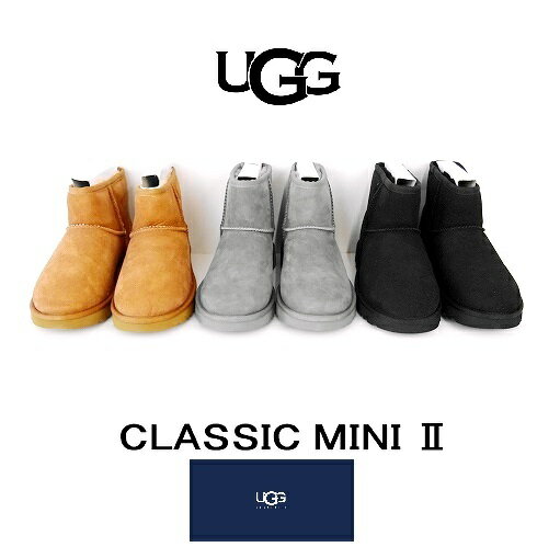 SALE UGG アグ レディース クラッシク ミニ 2 ムートンブーツ LADYs UGG CLASSIC MINI II 1016222/CHE GREY BLK/23cm 24cm 25cm