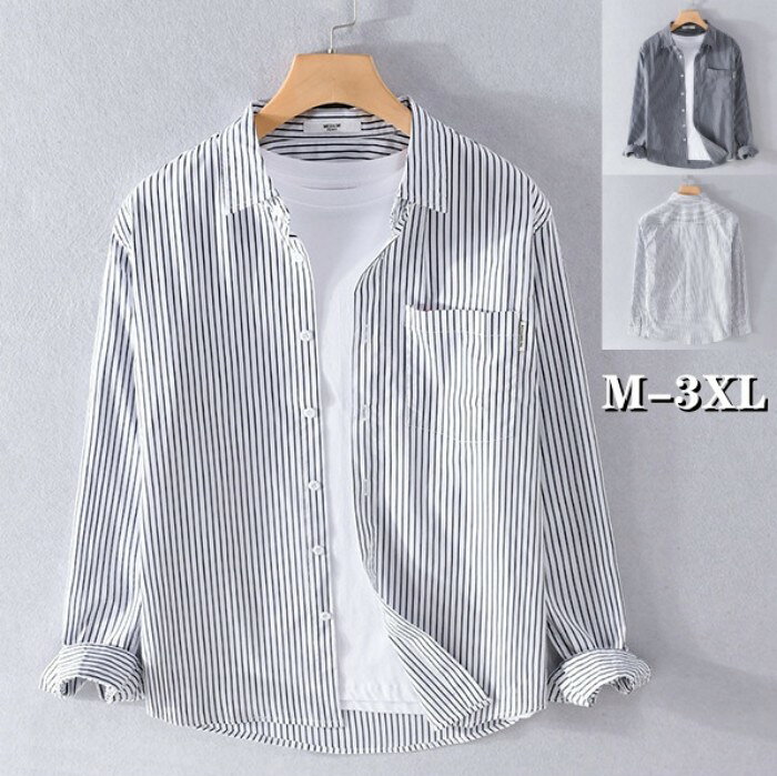 シャツ メンズ ストライプ柄 メンズシャツ 長袖 カジュアルシャツ 綿シャツ ク ビジネス ワイシャツ 春秋 スタンドカラー シャツ ブラウス レギュラーカラー トップス リゾート コーデ 父の日 ストライプ柄 メンズシャツ 長袖 5