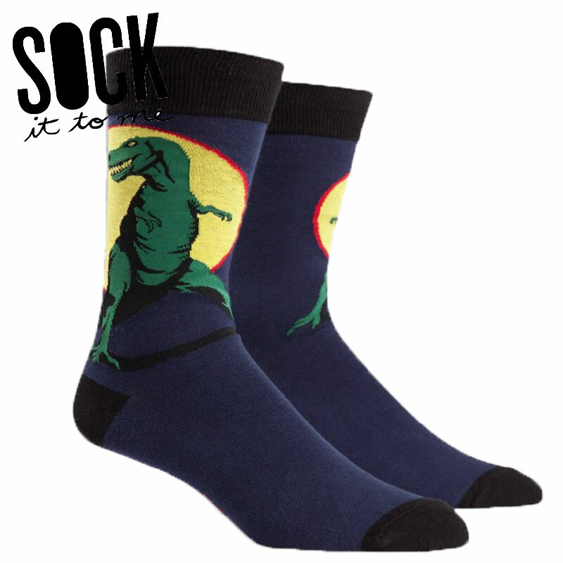 【メール便対応】 ソックス メンズ 靴下 総柄 恐竜 クルーソックス 【T-Rex】 Sock It To Me[ソック イット トゥ ミー] 春 春夏