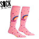  ハイソックス レディース 靴下 ピンク 総柄 ソックス レインボー かわいい  Sock It To Me 春 春夏