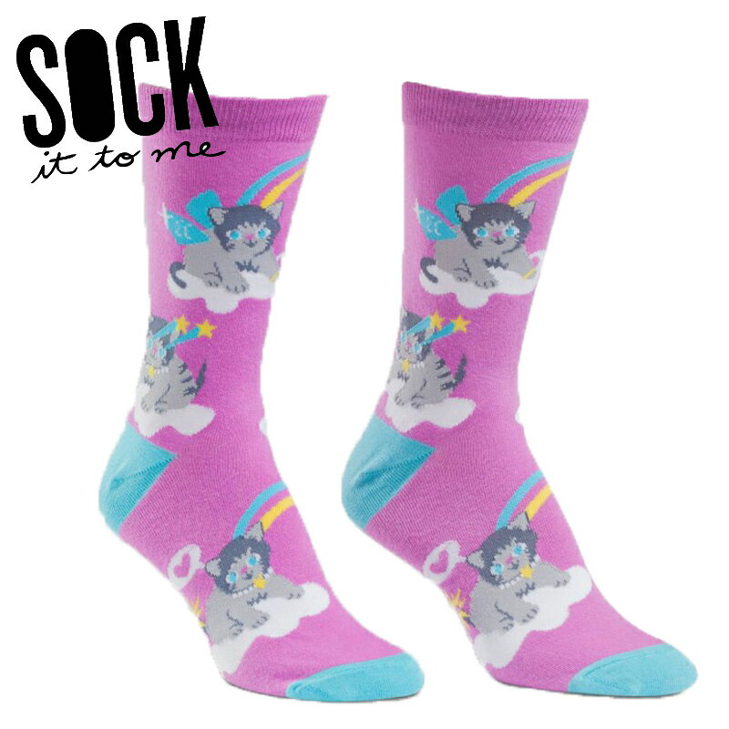  ソックス レディース 靴下 総柄 ネコ 動物 クルーソックス  Sock It To Me 春 春夏