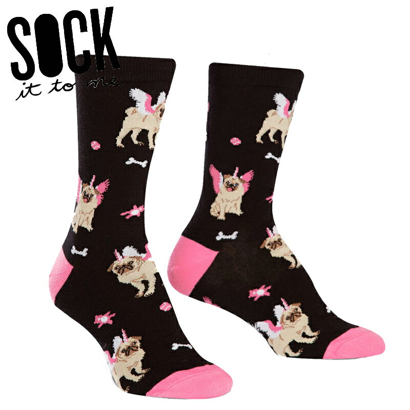  ソックス レディース クルーソックス 靴下 総柄 パグ 犬 動物  Sock It To Me 春 春夏